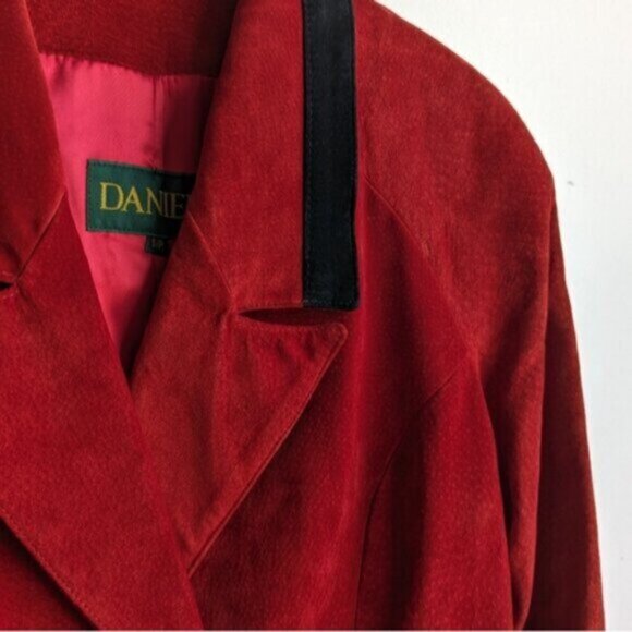 Vintage Danier Leather Blazer Jacket - Red & Black - Picture 4 of 11